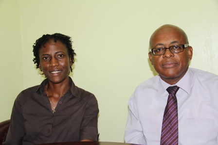 (L-R) Members of an ad hock committee set up by Premier of Nevis and Minister of Tourism Hon. Joseph Parry to supervise the refurbishment of the Charlestown Port cruise facility Mrs. Shelisa Martin Clarke and Chairman Mr. Laurie Lawrence